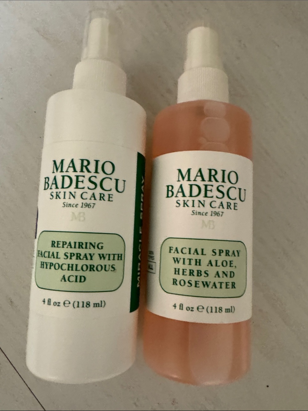 Mario Badescu 4oz sprays: Repairing Hypoclorous & Aloe Rosewater new